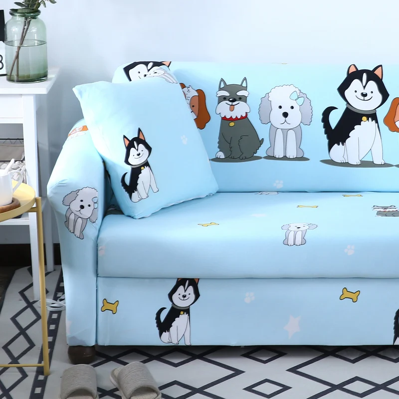 Мягкий чехол для дивана с милой собакой эластичный полноразмерный разной формы L