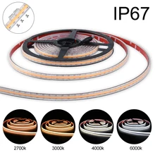 

IP67 Waterproof COB Linear Stripe DC12V 10mm Per Cut 400Chips/M Light Strip White For Outdoor Lighting
