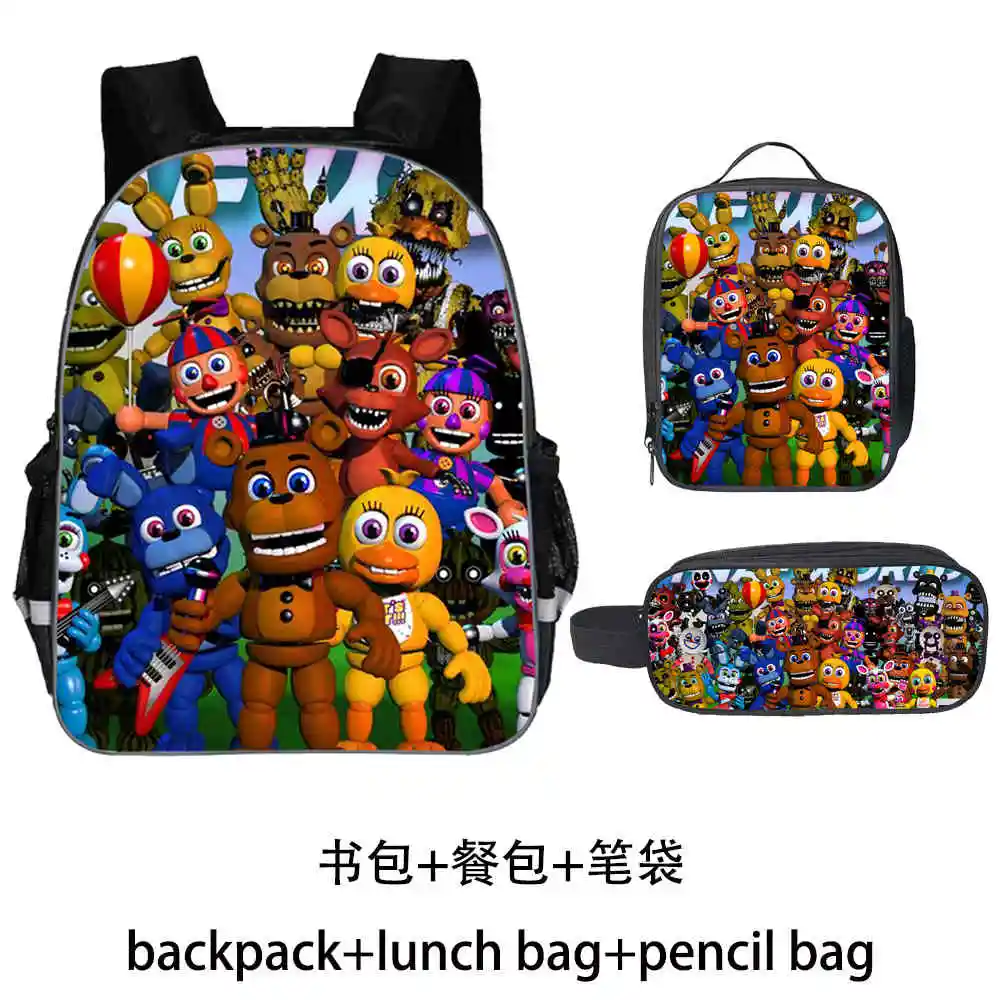 Fnaf Backpack Set Freddy Teenagers Boys 