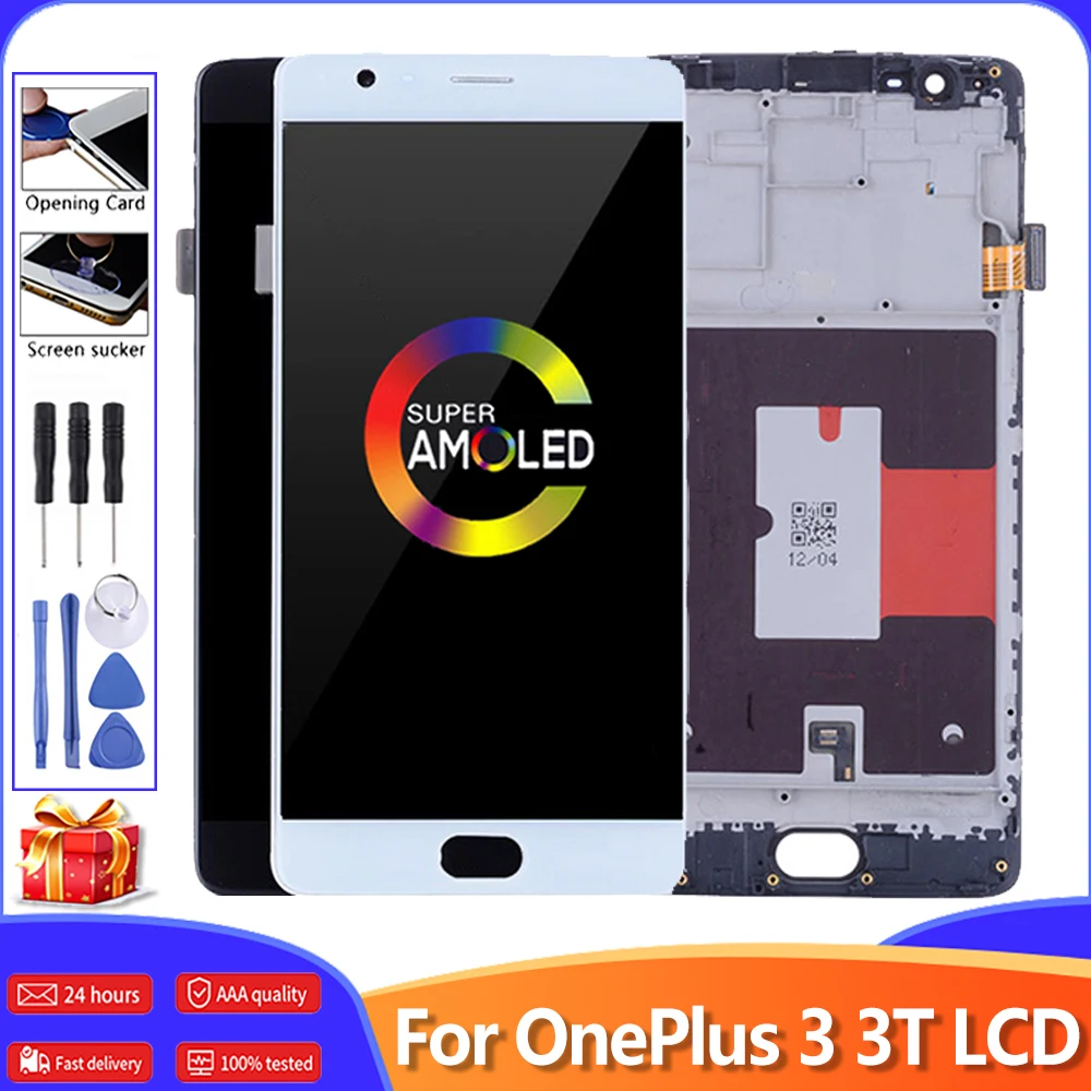 5.5'' AMOLED For Oneplus 3 LCD Display Touch Screen With Frame Assembly One Plus 3T A3000 A3010 A3003 | Мобильные телефоны