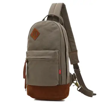 

Johnature Leisure Multifunction Men Chest Bag 2020 New Wear Resistant Canvas Solid Color Large Capacity Retro Messenger Bags