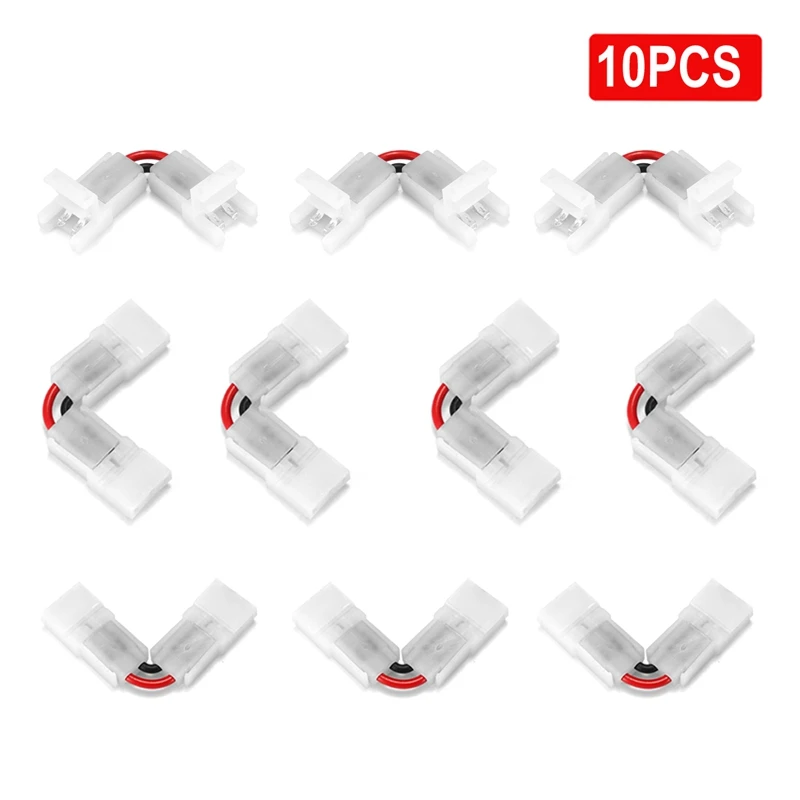 5-100pcs L Shape LED Corner Connectors 2/3/4pin Angle Adjustable Terminal Connector For 8/10mm 3528 5050 SMD RGB Strip Light |