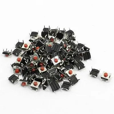 

100 Pcs 6 x 6 x 3.4mm 4 Pin PCB Through Hole Mount Tact Switch SPST