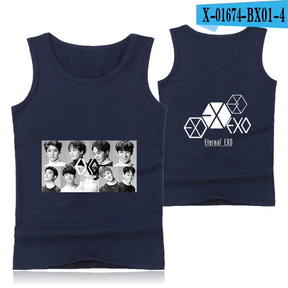 EXO vocal concertprint Модная стильная хипстерская Повседневная Удобная популярная летняя одежда с круглым вырезом без рукавов для мужчин и женщин - Цвет: Белый
