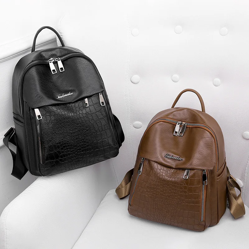 

Fashion Backpack Korean-style Soft Leather Retro Backpack Fashion Schoolbag Travel WOMEN'S Bag
