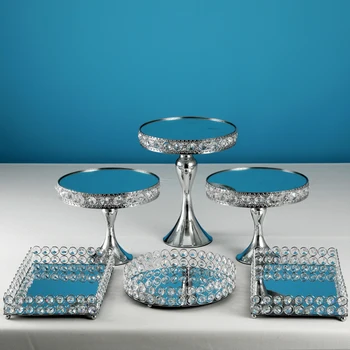 

3 -6pcs Sliver Crystal cake stand set cupcake sweet table candy bar table decorating afternoon tea
