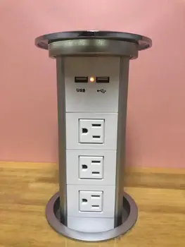 

Smart Automatic Desktop Retractable Pop up Lifting Power Socket 3 US Plug Outlet+2 USB Ports for Home Office/Kitchen/Conference