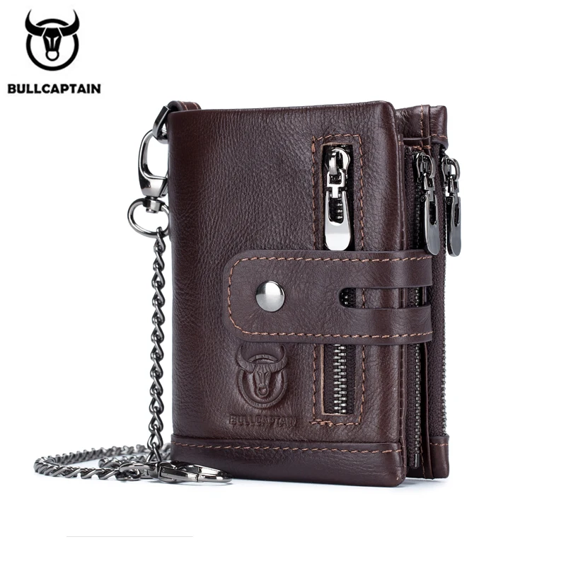 Кошелек BULLCAPTAIN мужской кожаный с RFID-защитой компактный бумажник мини-зажимом для