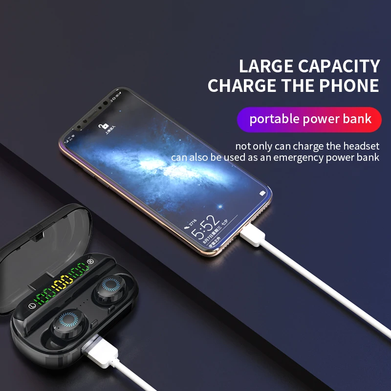 Najtaniej Bezprzewodowe słuchawki TWS 5.0 słuchawki Bluetooth radio hifi słuchawki z redukcją hałasu słuchawki wodoodporne słuchawki douszne LED Power