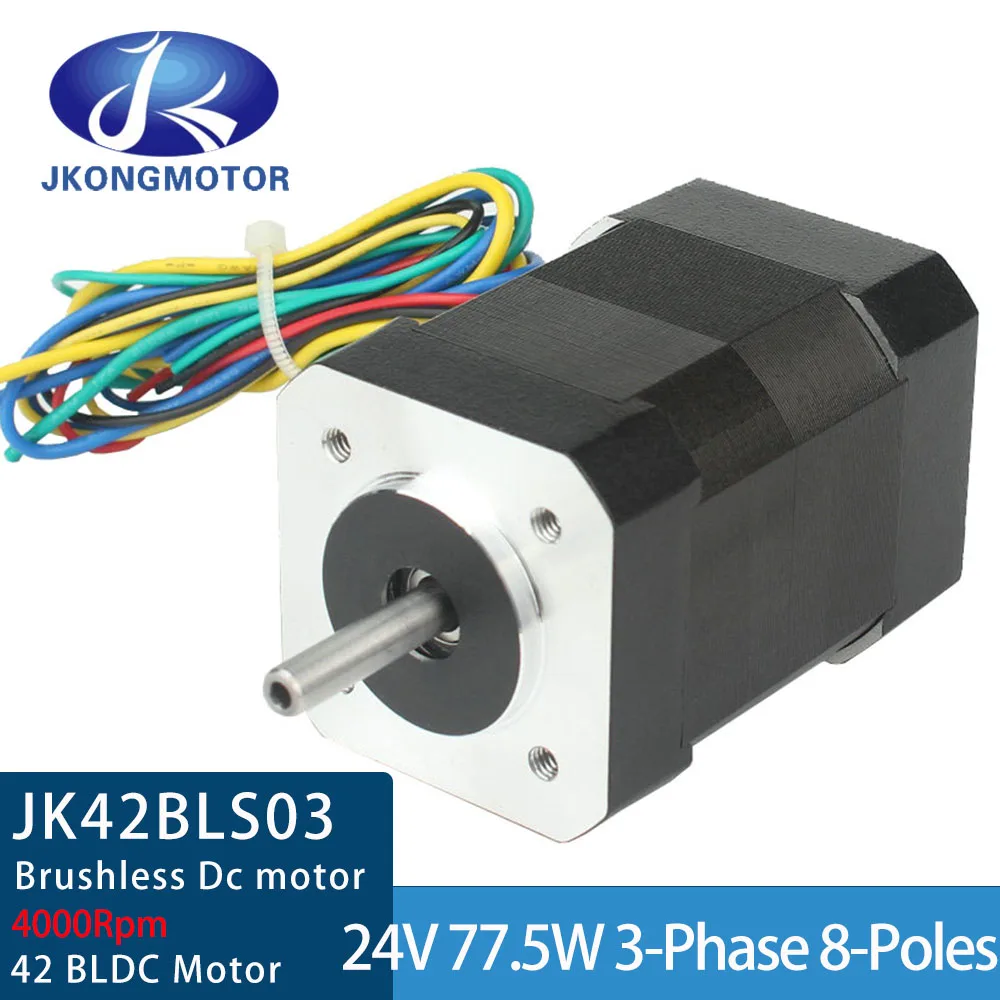 

42BLS03 DC Brushless Motor 4.8A 77.5W 41mm 24V 4000rpm 3-Phase 42 BLDC Motor With hall sensor for Textile machinery robot