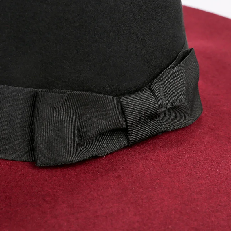 Sedancasesa Fashion Australian Wool Wide Brim Fedora Hats For Women Felt Hats Patchwork Floppy Hat for Girls Winter Female