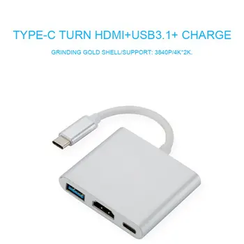 

USB-C To HDMI 3 in 1 Cable Converter For Apple Macbook USB 3.1 Thunderbolt 3 Type C Switch To HDMI 4K Hub Adapter Cable 1080P