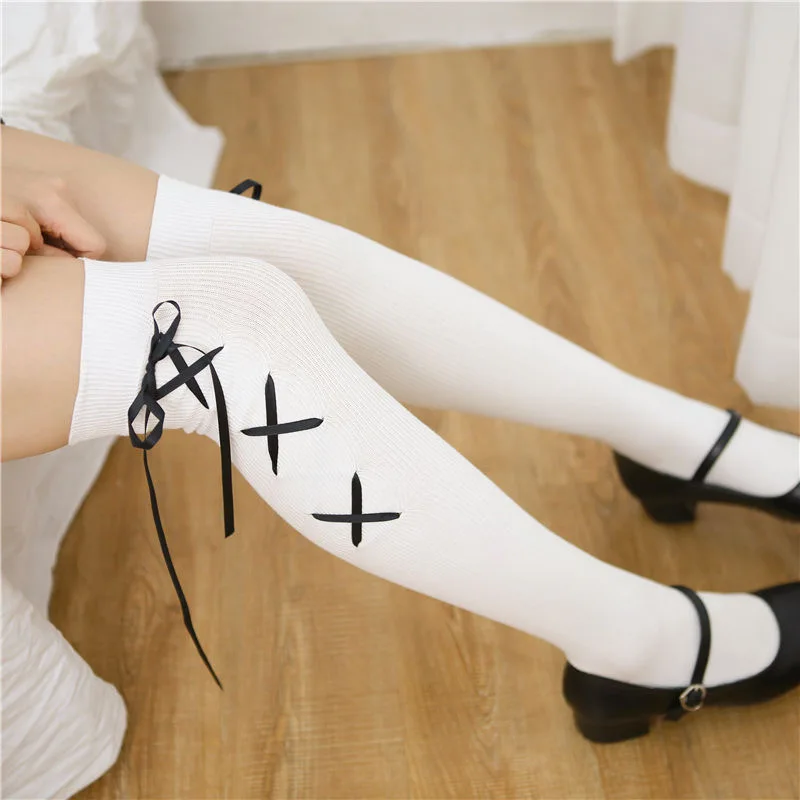 Women Socks Sexy Cosplay Lolita Girls Tights White Black High