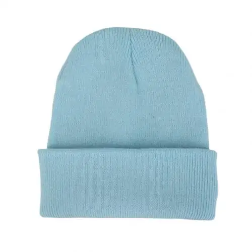Light Blue Зимние шапки для женщин, Новые Вязаные шапки, одноцветные милые шапки для девочек, осенние женские шапки, теплые шапки, женские повседневные Шапки - Цвет: Light Blue