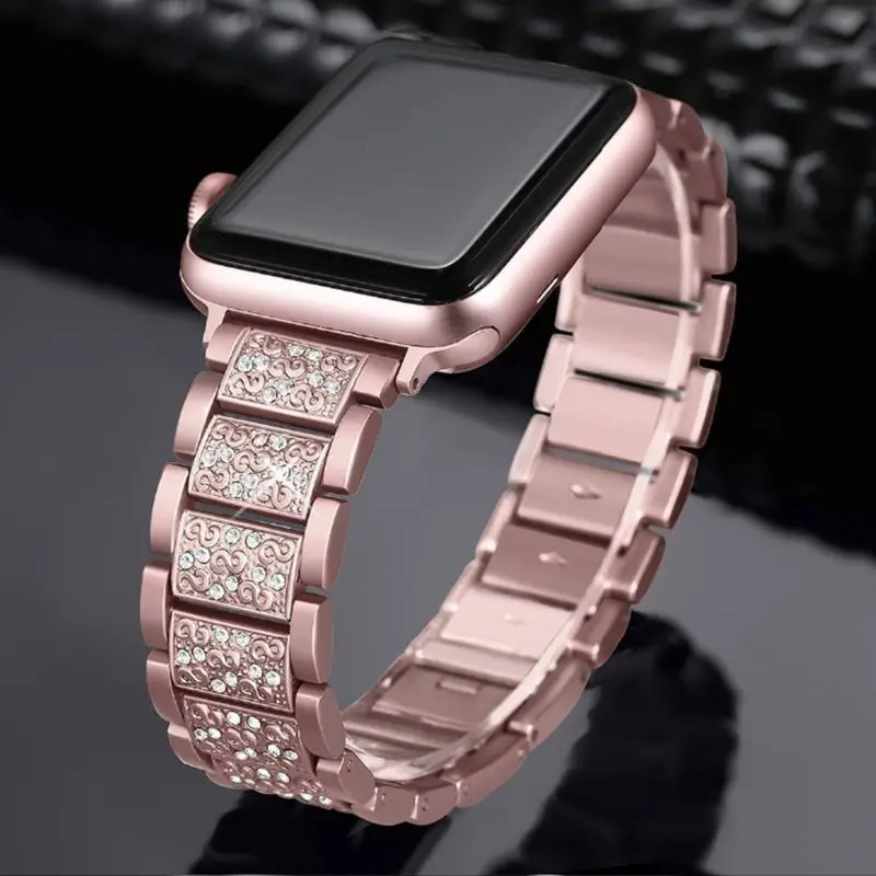 Для Apple Watch ремешок 40 мм 44 мм 38 мм 42 мм Женский бриллиантовый ремешок для Apple Watch серии 4 3 2 1 iWatch браслет из нержавеющей стали ремешок