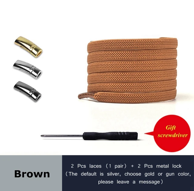 2021 New Magnetic Shoe laces Elastic No tie Shoelaces for Sneakers 24 Color Lazy Shoelace Lock One Size Fits All Kids & Adult Brown