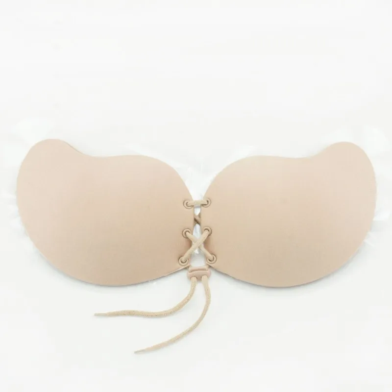 

Solid silicone glue stick on gel push high backless invisible bra 2 color 4 hole ladies underwear sexy underwear