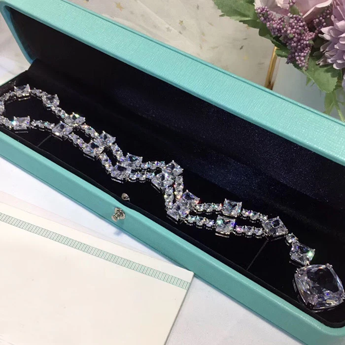 Designer Fashion 925 Silver Jewelry 3A Cubic Zirconia Party Necklace