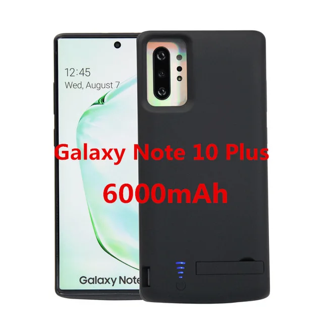 Чехол для зарядного устройства 6000 мАч, чехол для samsung Galaxy Note 10 Plus, внешний блок питания, резервная зарядка, задняя крышка, чехлы - Цвет: Черный