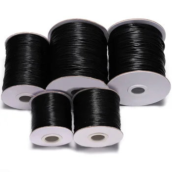 

10m/lot Dia 0.5mm-2mm Black Waxed Cotton Cord Waxed Thread Cord String Strap Necklace Rope For Jewelry Making Supplies Wholesale