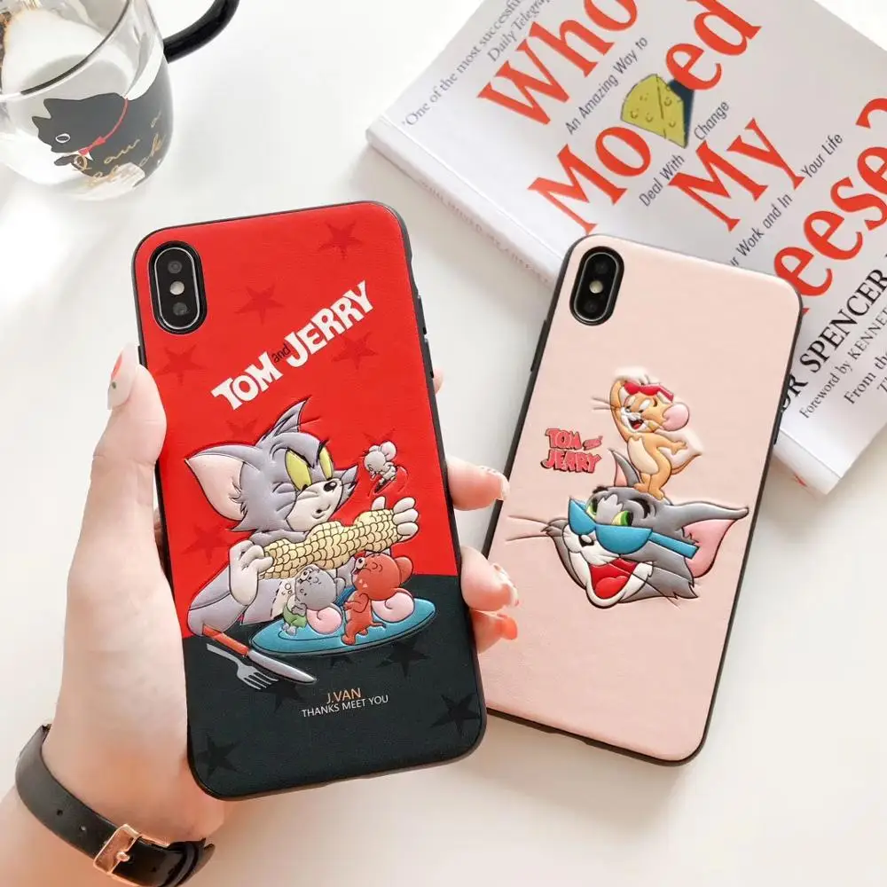 3D милый мультяшный силиконовый чехол для iPhone 11 Pro XS Max X XR 7 8 Plus Кот мышь защитный