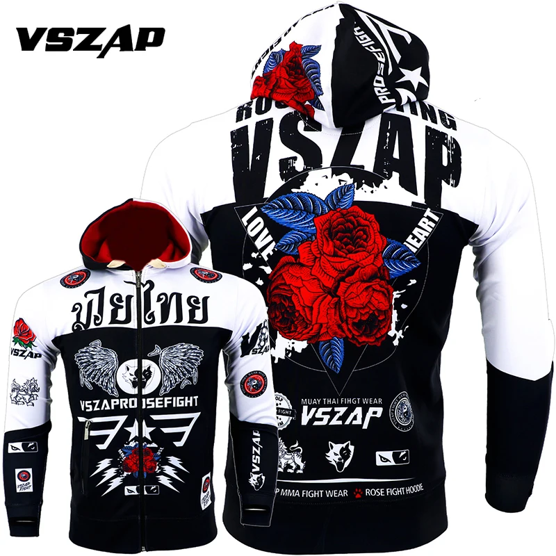 Теплые мужские толстовки в тайском стиле VSZAP Rose для бокса муай-рок спортивная