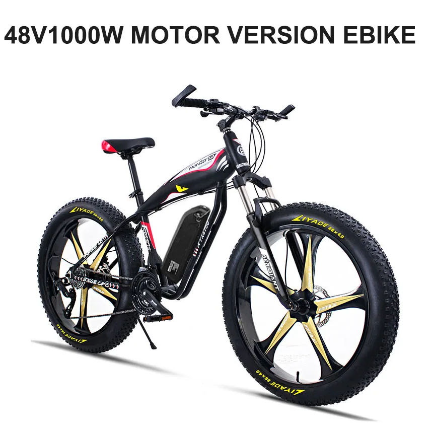 48V1000W 5spokewheel 26 Электрический Снежный горный велосипед 4,0 шины подходят для снега шины мощный высокоскоростной мотор диск внедорожный литиевый аккумулятор пляжный Электрический велосипед ATV - Цвет: 48V1000W 5spokewheel