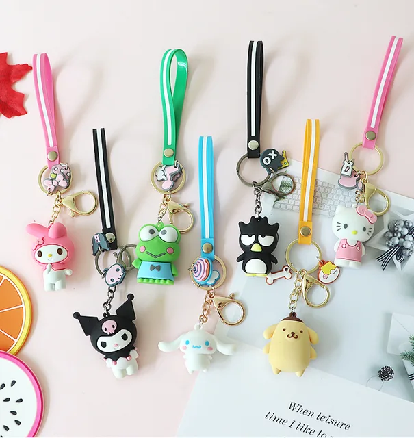 Sanrioed Kawaii Hello KT Kuromi Cinnamoroll My Melody Key Buckle Cartoon Couple Bag Key Chain Pendant Toy Children's gifts 6