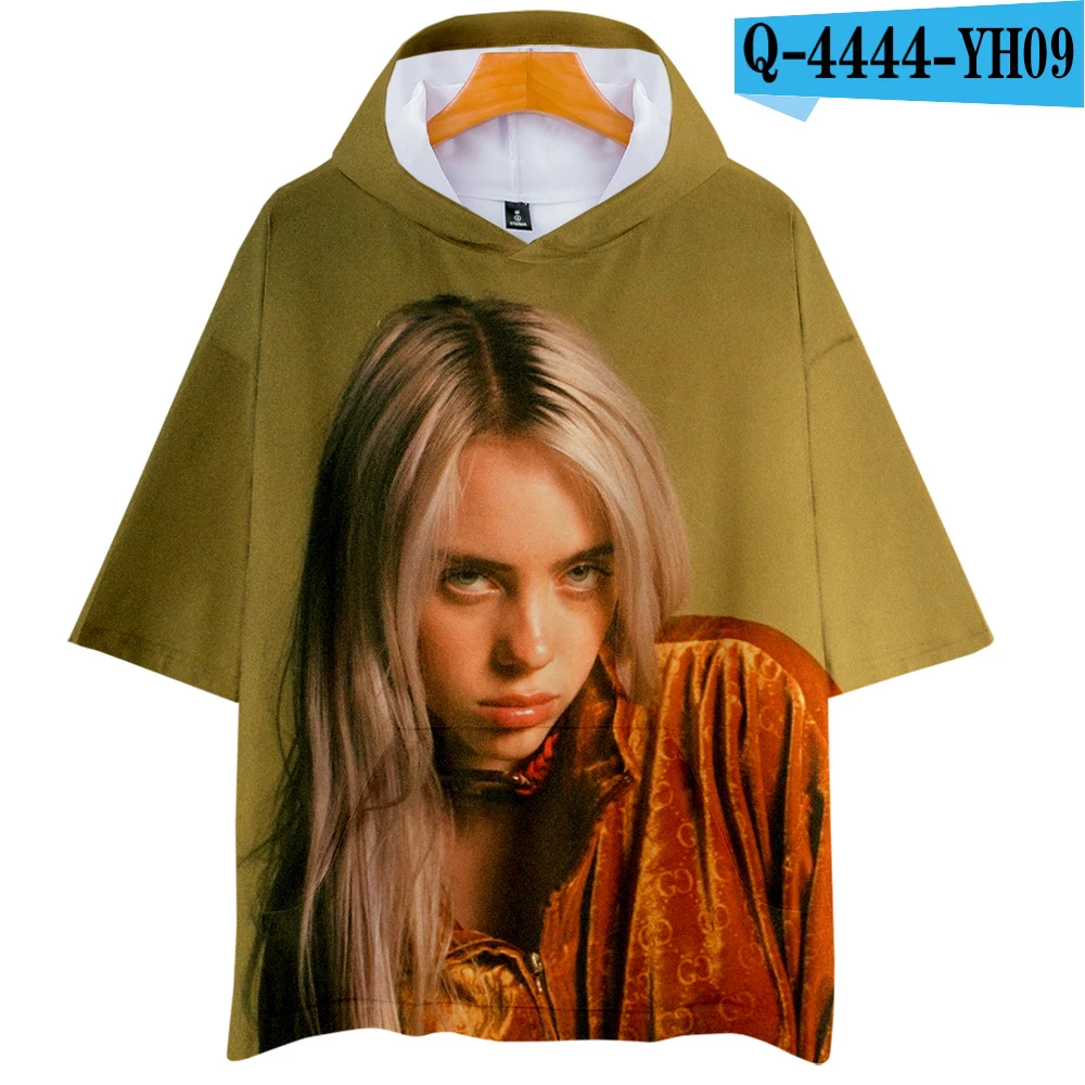Верхняя одежда в стиле хип-хоп Billie Eilish летние футболки с капюшоном Мужская/Женская весенняя одежда проветриваемые футболки высокого качества топы - Цвет: 3D
