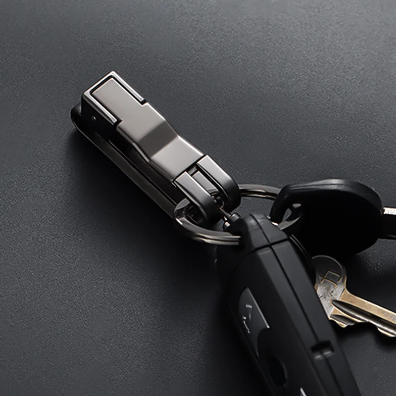 Luxury Men's Creative Belt Key Buckle with Secure Lock Ring