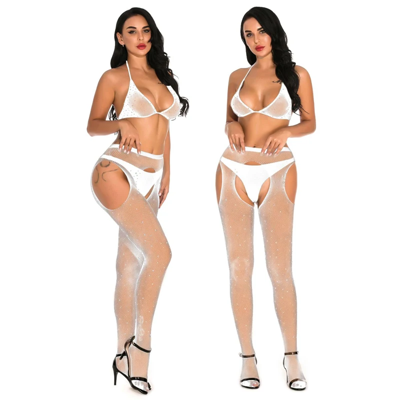 Сексуальные женские сетчатые колготки с открытой промежностью сетчатый