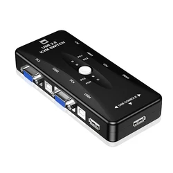 Ingelon – interrupteur kvm USB 2.0, 4 ports, séparateur VGA, imprimante, clavier, souris, Pendrive, 1920x1440, boîtier de commutation 