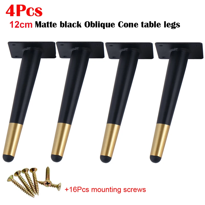 4pcs Furniture Table Legs Black Gold Metal Tapered Feet For Sofa Cupboard Wardrobe Tv Cabinet Chair 10 45cm With Mounting Screws Lazada Singapore