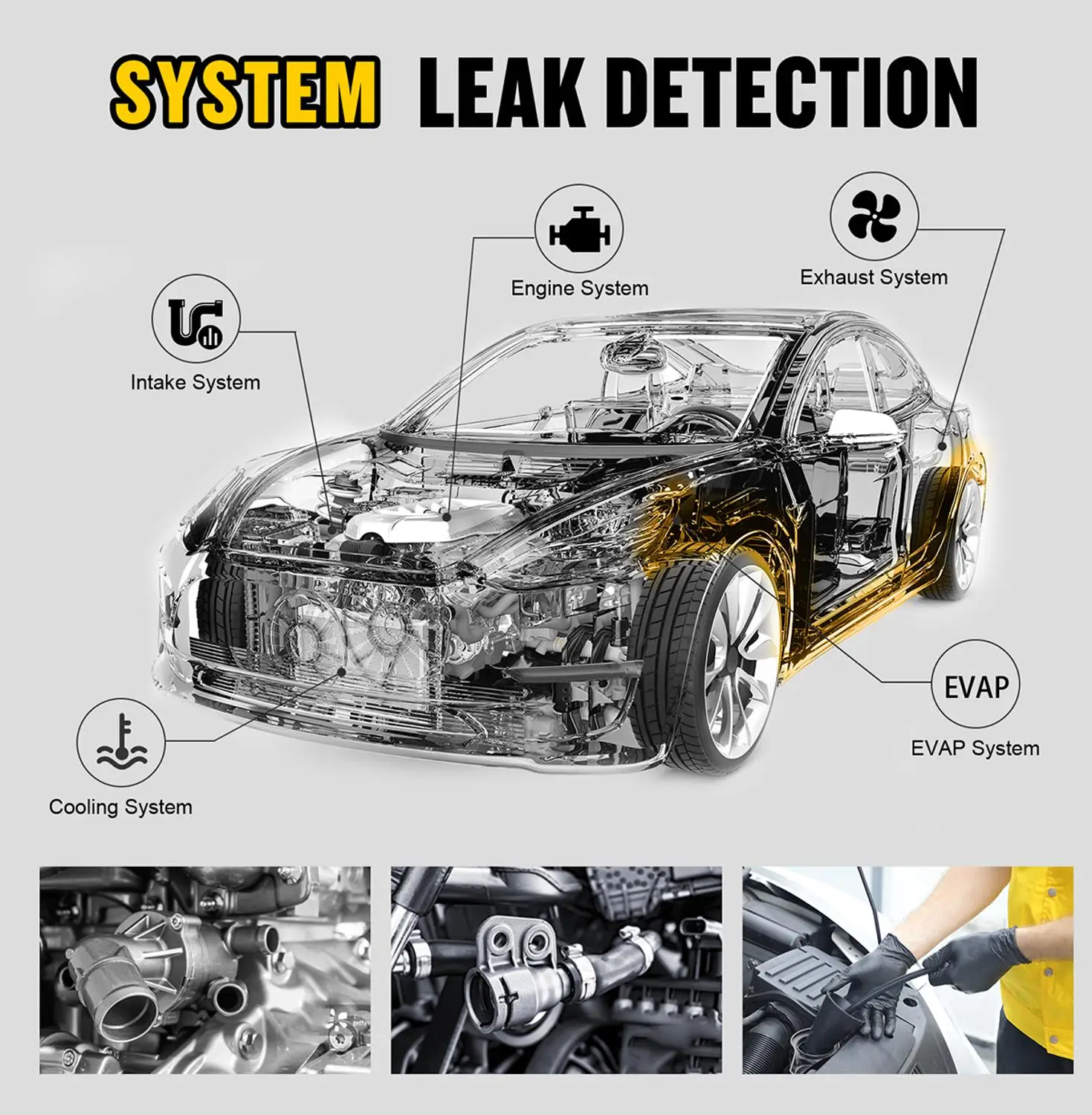 Оригинальный Автомобильный детектор дыма AUTOOL устройство для обнаружения утечки