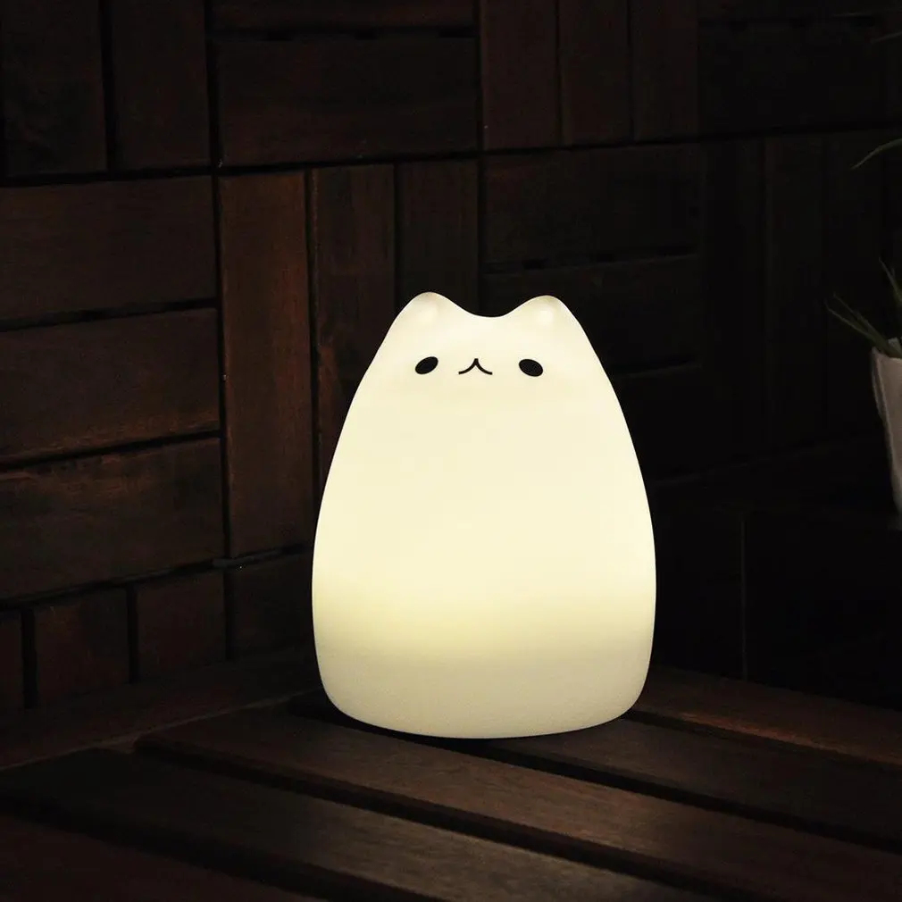 Креативный светодиодный, милый, умная кошка, батарея, Ночной светильник, украшение дома, атмосфера, защита глаз, Сенсорная лампа