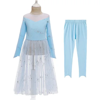 

Boutique Snow Queen 2 Antumn Fancy Fairy Elsa Dress Leggings Girl Carnival Costumes Princess Kids Elza Dress Up Masquerade Dress