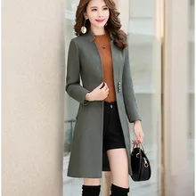 Шерстяная Женская куртка средней длины стиль осень и зима приталенная элегантная приталенная облегающая шерстяная куртка с длинным рукавом