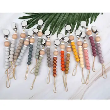 

Baby Teether Eco-friendly Pacifier Clips Holder Chain Handmade Silicone Pacifier Chains