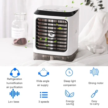 

Portable Mini USB Cooling Fan Air Cooler Humidifier Night Light Mini Personal Air Cooler w/Ice 500ml Water Tank USB Table Fan