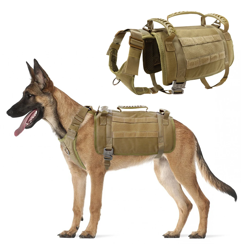 Tactical Dog Harness With Handle Military Pet Dog Molle Vest Harness Large For Hiking Training