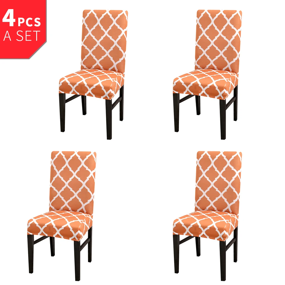 4pcs ornage 1/2/4 шт. с геометрическим рисунком Чехлы универсальные Размеры чехол на стул сидение стул чехлы на сиденья протектор чехлы для сидений для свадьбы - Цвет: 4pcs ornage