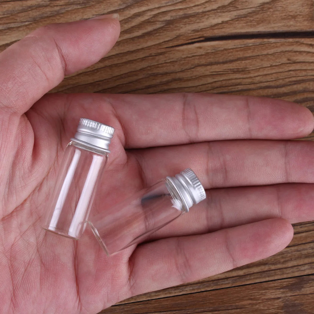 10pcs Diameter 16mm Transparent Glass Bottles with Aluminium Caps Glass Wishing Bottles 2ml 4ml 6ml Mini Glass Jars 3