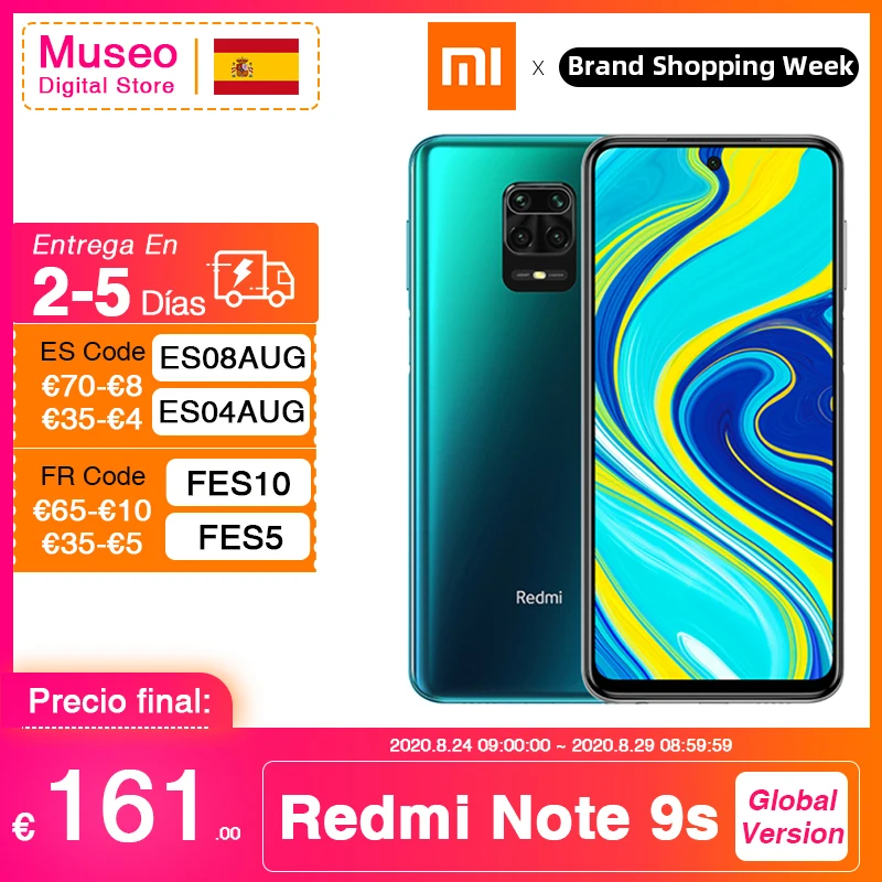 Global version Xiaomi Redmi Note 9S 64GB / 128GB Snapdragon 720G 48MP AI Quad Camera Note 9 S Smartphone 5020mAh QC 3.0 Global version Xiaomi Redmi Note 9S 64GB / 128GB Snapdragon 720G 48MP AI Quad Camera Note 9 S Smartphone 5020mAh QC 3.0