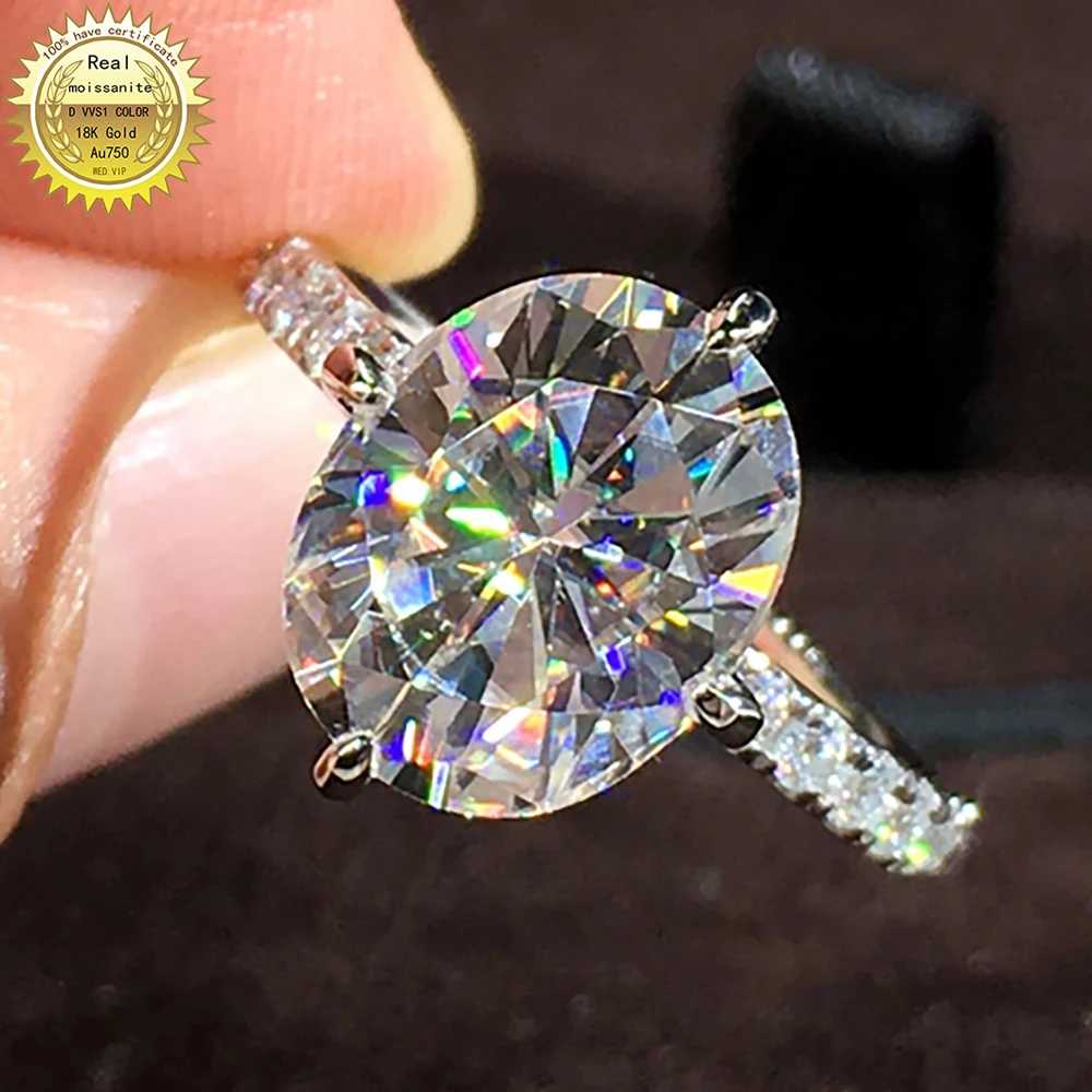 

18K Au750 White Gold Ring DVVS Moissanite Diamonds 1 2 3 4 5 Carat Oval Wedding Party Engagement Anniversary Ring
