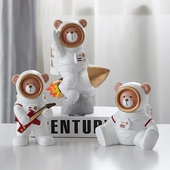 

Creative Astronaut Ornaments Space Bear Model Home Living Room Decorations Model Room Design Resin Simple Furnishings