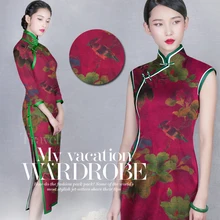 Печатный шелк стрейч-сатин 118 см Ширина 19 momme/чистый шелк Ткань для шитья платьев эластичный атлас Модифицированная шелковая пряжа