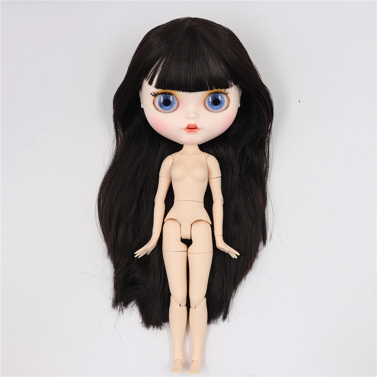 Neo Blythe Doll with Black Hair, White Skin, Matte Smiling Face & Custom Jointed Body 1