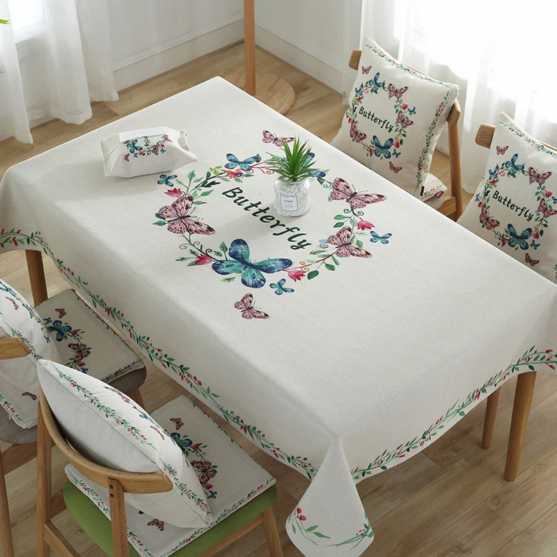 Rectangle Greaseproof Table Cover Tasseled Edges Nordic Style Linen Tablecloth 