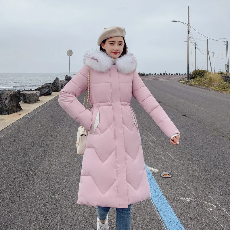 922Pink UGREVZ Для женщин Зимние черные сапоги пуховик Повседневное Для женщин парка Теплая одежда длинное женское пальто с капюшоном, Зимняя парка, пальто - Цвет: 922Pink