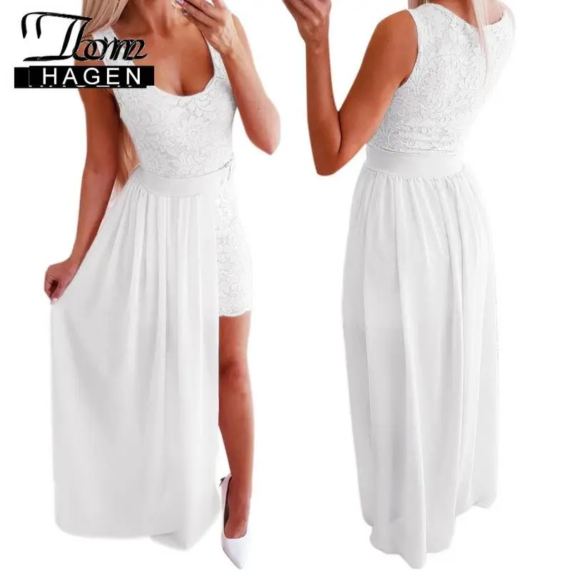 Простое длинное белое платье том Хаген летнее повседневное макси шифоновое из 2